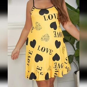 Yellow Heart & Love Cami Nightdress